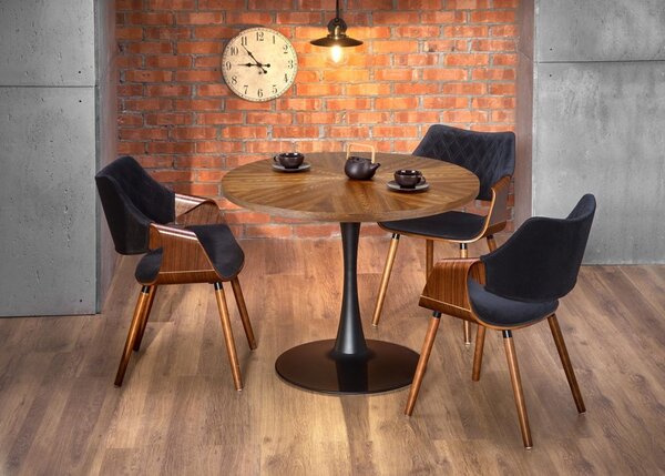 Set tavolo rotondo Carmelo ø100 cm + 3 sedie K396 noce/nero