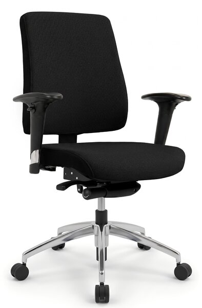 VERSEE Basic sedia da ufficio in tessuto nero - sedia girevole ergonomica e sedia da scrivania, comoda per lunghi periodi di seduta, robusta sedia girevole con una capacità di carico fino a 150 kg