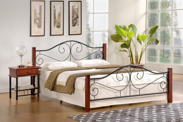 Letto Violetta in ciliegio antico/nero - 120x200 cm
