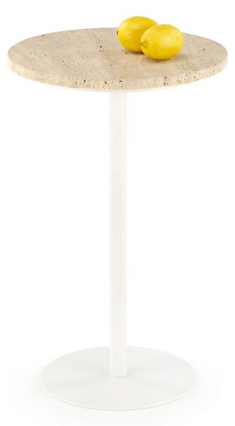 Tavolino da caffè Traverso S in travertino/bianco - ø35/h56 cm