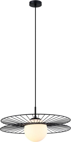 Lampada a sospensione Sandy bianco e nero 1xE27x40W in vetro, dimensioni: 90x45x45 cm, IP20, Italux
