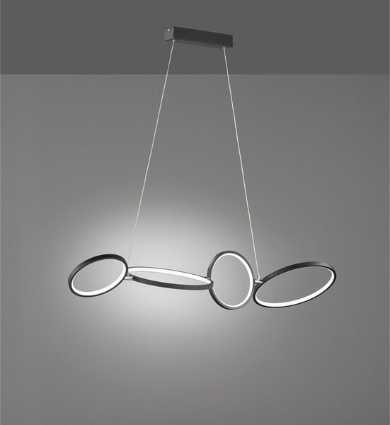 Lampada a sospensione Trio Rondo LED 37 W, dimmerabile, nero opaco, bianco caldo