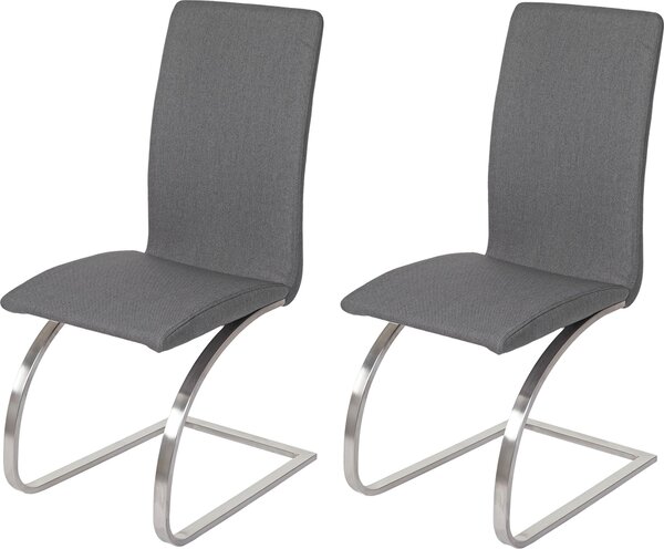 Set di 2 sedie per sala da pranzo North, sedia visitatore a sbalzo sedia da cucina, tessuto grigio