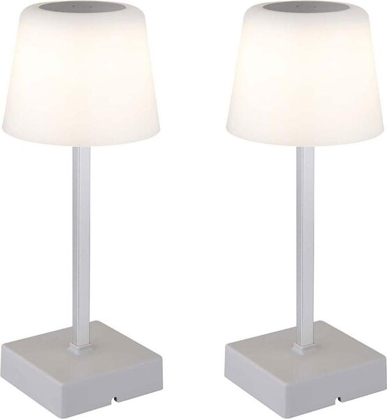 Lampada da tavolo a LED, 2 luci, argento, dimmer a sfioramento, batteria ricaricabile, H 25,5 cm