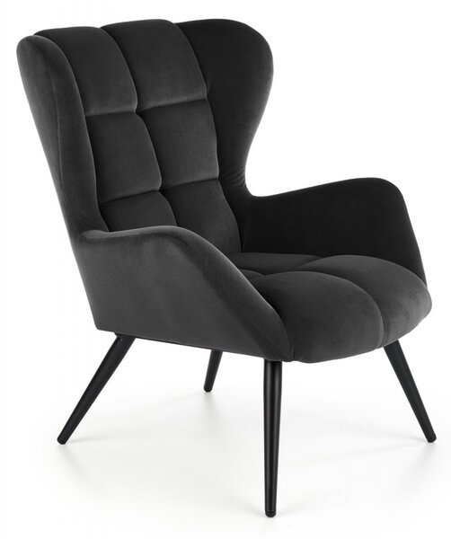 Poltrona Tyrion in velluto nero H91 cm