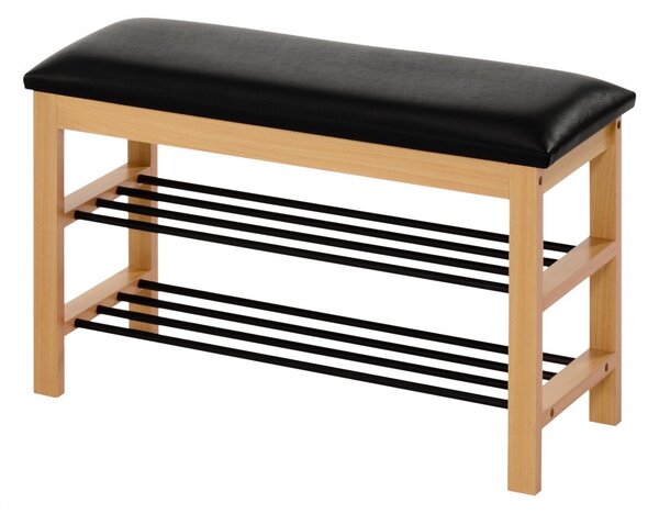 Scarpiera ST11 in legno naturale/nero - L81 cm