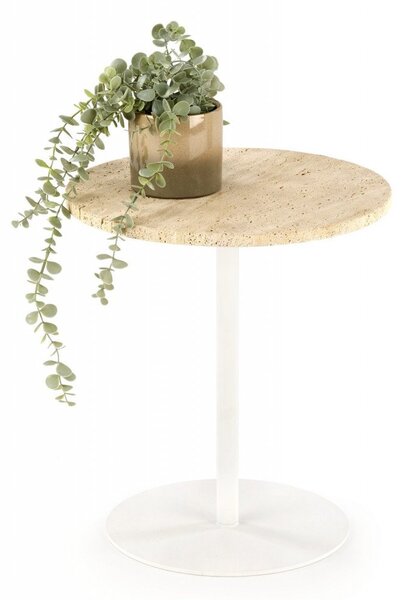 Tavolino da caffè Traverso in travertino/bianco - ø40/h45 cm