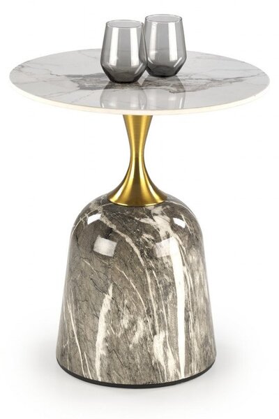 Tavolino da caffè Rosa effetto marmo bianco/grigio/oro - ø50/h59 cm