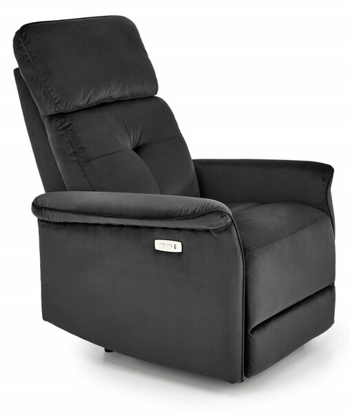 Poltrona reclinabile Semir in velluto nero - H108 cm