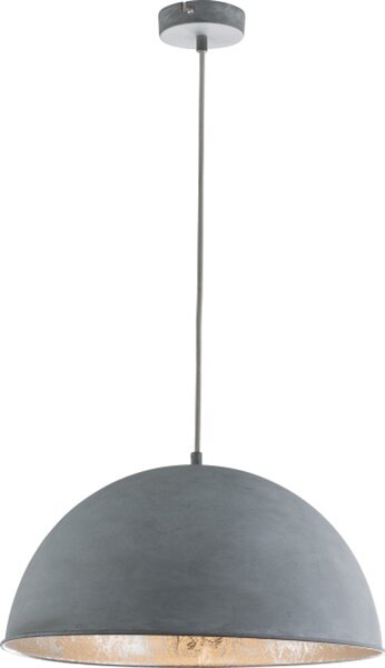 Lampada a sospensione Globo Lighting in metallo effetto cemento, opaca, argento metallizzato, cavo in tessuto grigio, ø: 410 mm, H: 1200 mm, lampadina esclusa (1x E27 60 W 230 V)