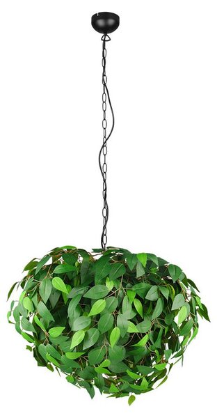 Lampada a sospensione, design a foglie, 4 luci, verde, altezza 150 cm