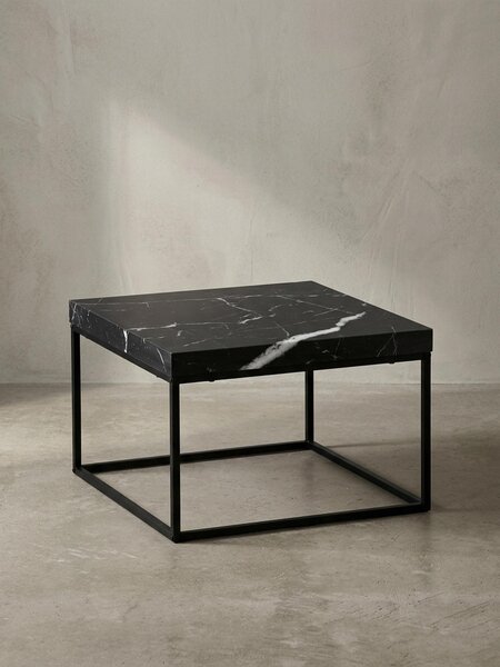 Tavolino da salotto 60x60x38 cm Nero Tavolino da divano effetto marmo Moderno, Tavolino da salotto di design Quadrato, Tavolino da salotto piccolo, Tavolino da caffè Gambe in metallo
