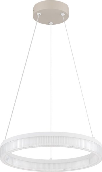 Lampada a sospensione a LED, anelli, color sabbia, regolabile in altezza, D 33 cm