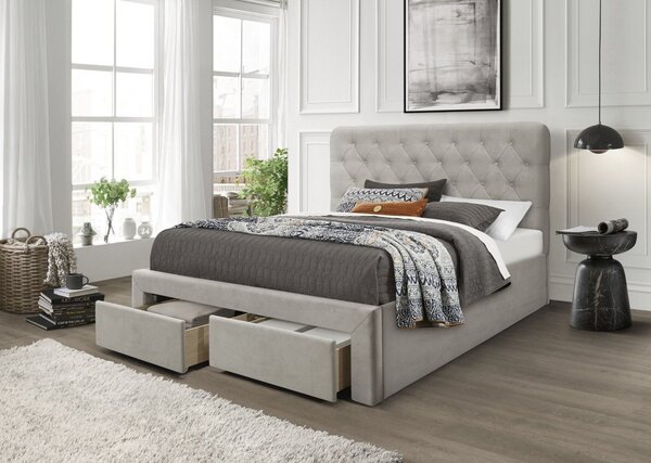 Letto Marisol in velluto beige - 160x200 cm