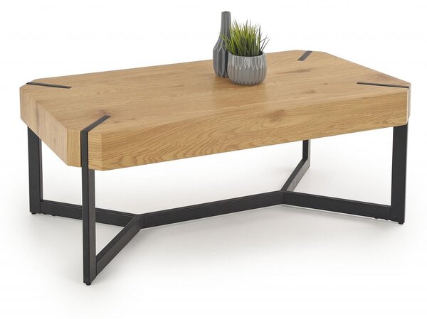Tavolino da caffè Lavida in rovere dorato/nero - L110 cm