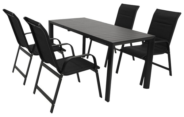 Set da giardino DEGAMO LAGOS, 5 pezzi, alluminio antracite + tessuto sintetico nero