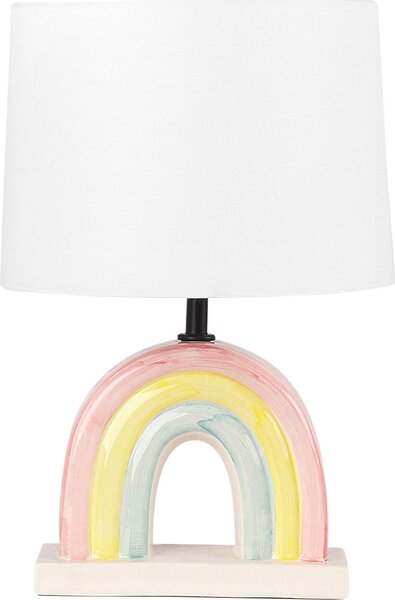 BELIANI Lampada da tavolo Paralume multicolore in Vetroceramica poliestere cotone a forma di tamburo Base arcobaleno semicircolare Design minimalista