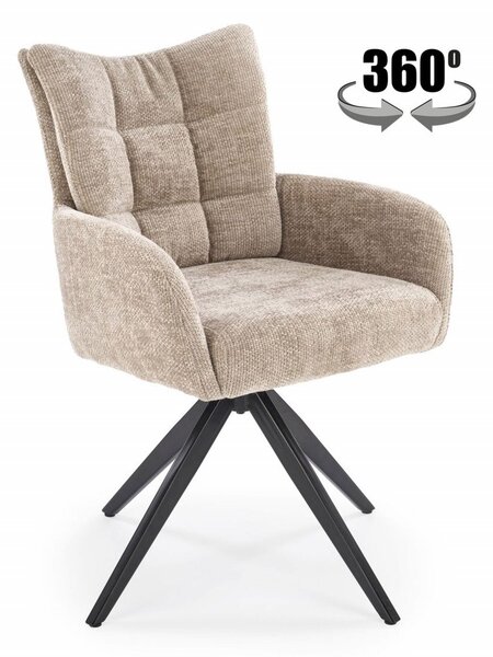 Sedia girevole K540 in tessuto beige