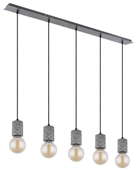 Lampada a sospensione LED, 5 fiamme, argento, regolabile in altezza, L 115 cm