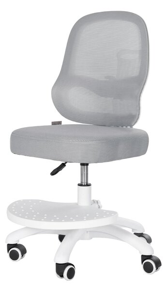 Sedia da ufficio ergonomica Kinder, regolabile in 3D con poggiapiedi, colore grigio - Schienale traspirante e regolazione della profondità della seduta