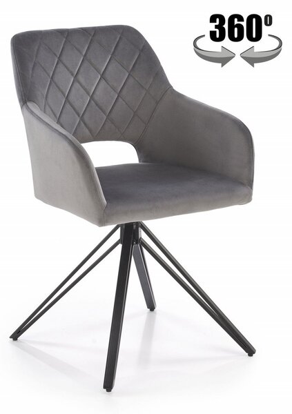 Sedia girevole K535 grigio velluto