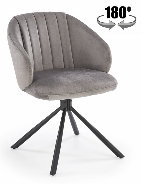 Sedia girevole K533 in tessuto grigio