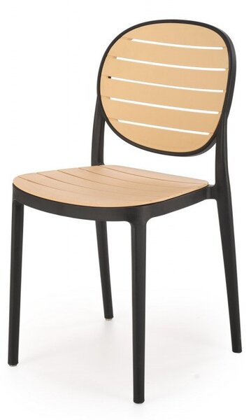 Sedia in plastica K529 in legno naturale/nero