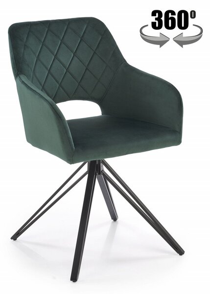 Sedia girevole K535 verde velluto