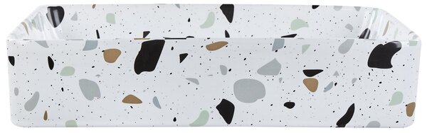 BELIANI Lavabo da appoggio in Vetroceramica bianca effetto terrazzo 51 x 34 cm cm forma rettangolare stile moderno bagno