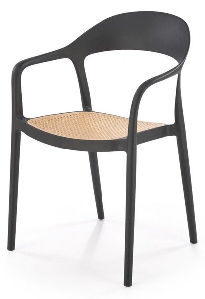 Sedia in plastica K530 in legno naturale/nero