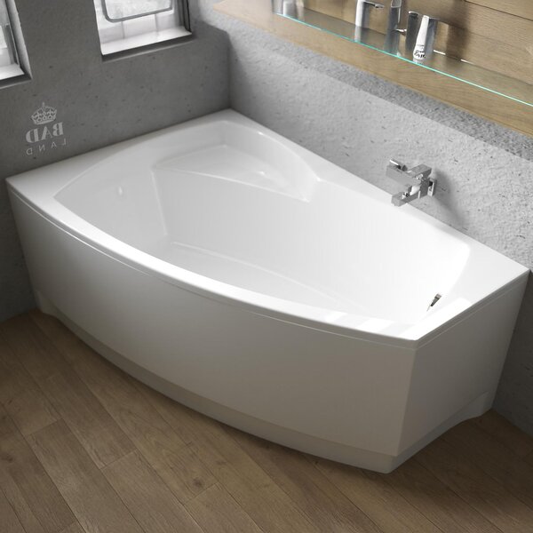 Vasca angolare 140x90 destra con grembiule in acrilico, set di scarico e piedini GRATIS | Set completo 4in1 Vasca originale in acrilico Siphon | BADLAND FRIDA