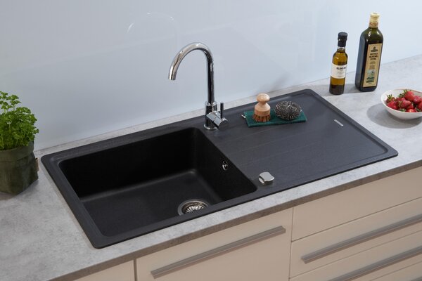 Lavello Lavello da incasso Vasca in granito 100x50 Nero Respekta Columbia