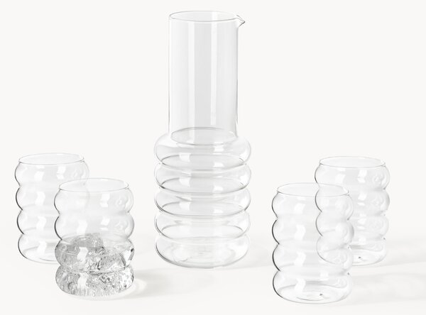 Set di caraffa e bicchieri in vetro soffiato Bubbly 5 pz