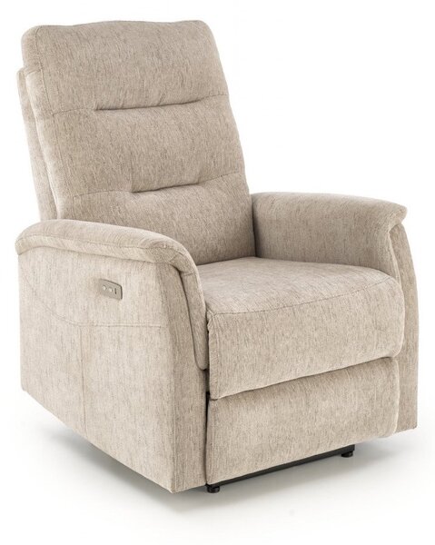 Poltrona reclinabile Jamal in tessuto beige - H105 cm