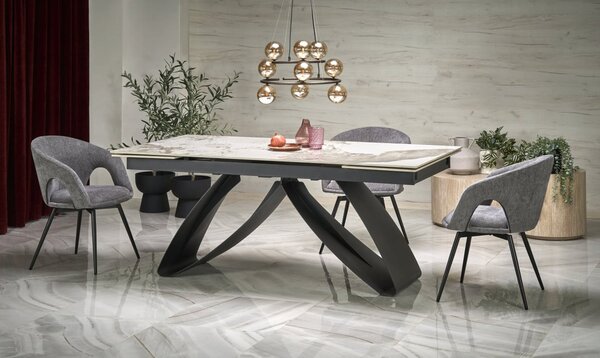 Tavolo allungabile Hilario effetto marmo beige/nero - L180-260 x l90 x H75