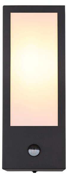 Applique da esterno a LED, rilevatore di movimento, nero, opale, H 32 cm