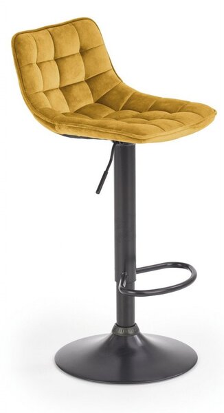 Sgabello da bar H-95 in velluto senape