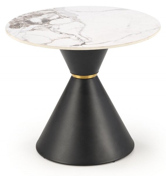 Tavolino da caffè Goretti S effetto marmo bianco/nero - ø60/h51 cm