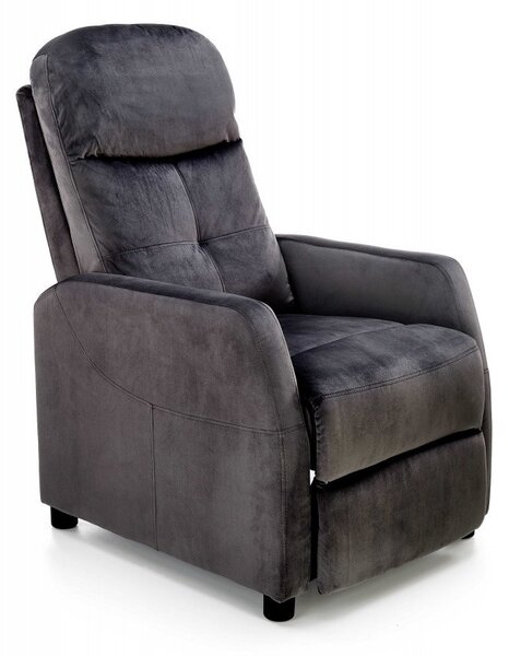 Poltrona reclinabile Felipe 2 in velluto nero - H103 cm