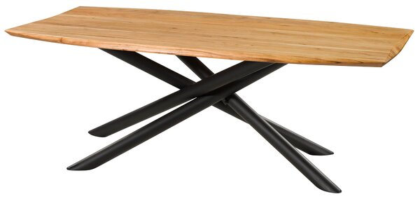 MASSIVMOEBEL24 | Tavolo da pranzo in legno di Acacia 200x100x77 Laccato naturale gambe mikado rotonde