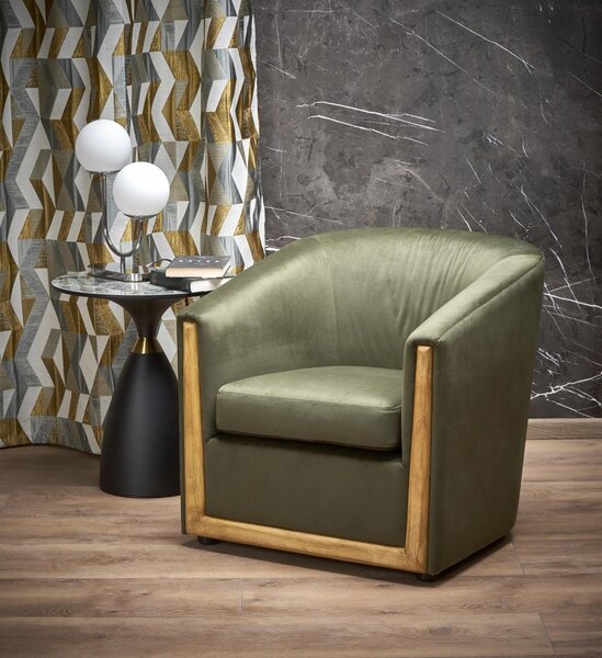 Poltrona Enrico in velluto verde - H71 cm