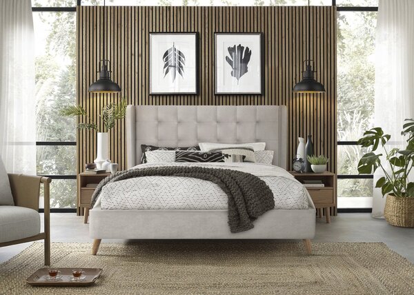 Letto Estella in velluto beige - 160x200 cm