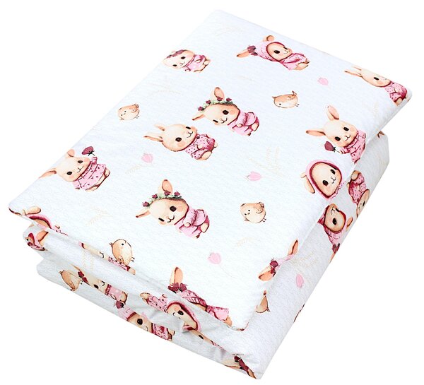 Set copriletto per bambini TupTam con motivi decorativi: copriletto per tutte le stagioni, copriletto, cuscino e federa, 2 pezzi, colore: coniglietto/rosa, dimensioni: 135x100 cm