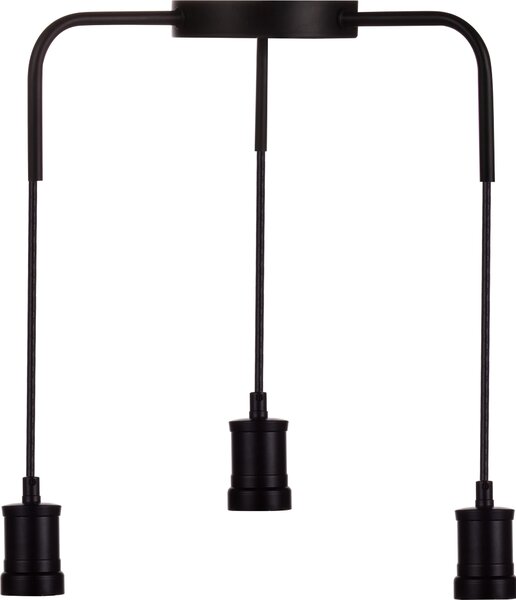 LUXULA lampada a sospensione Industrial 3 flames, per 3 x E27, metallo, cavo tessile da 1,5 m, nero