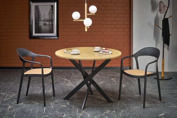 Tavolo rotondo Edgar rovere dorato/nero ø100/h76 cm
