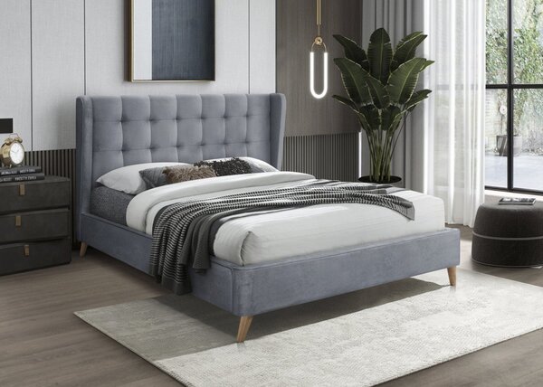 Letto Estella in velluto grigio - 160×200 cm