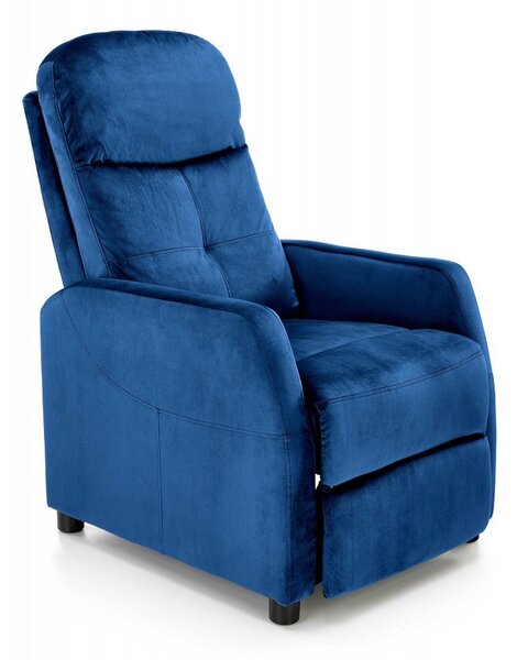 Poltrona reclinabile Felipe 2 in velluto blu navy - H103 cm