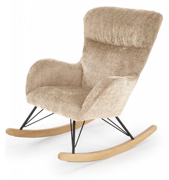 Poltrona a dondolo Castro in tessuto beige - H92 cm