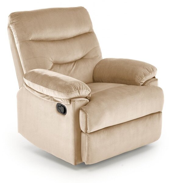 Poltrona reclinabile Drager in velluto beige - H105 cm