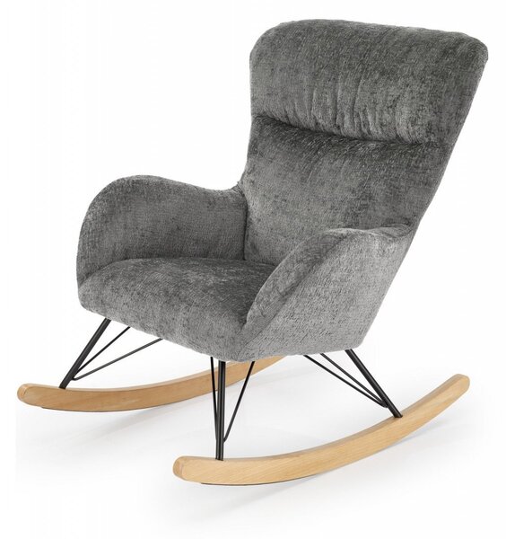 Poltrona a dondolo Castro in tessuto grigio - H92 cm